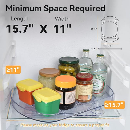 2 Pack Lazy Susan Turntable Organizer for Fridge,15.7" x 11" Organizer 360° Rotating Lazy Susan Turntable Rectangular Condiment Organizer for Refrigerator Clear Storage Tray for Kitchen Bathroom