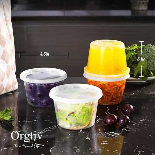 [60 Sets 16oz Deli Containers with Lids,Plastic Storage Containers with Lids,Freezer To Go Containers