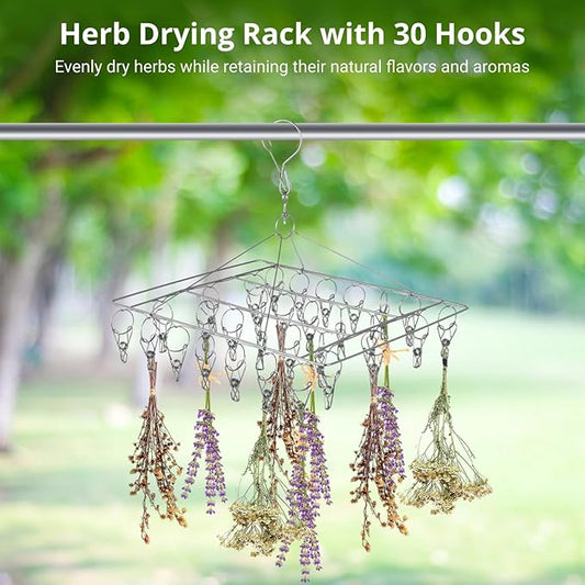 Homaisson 8-Piece Herb Drying Rack, Stainless Steel, Windproof, Space-Saving for Herbs, Spices, Tea Leaves