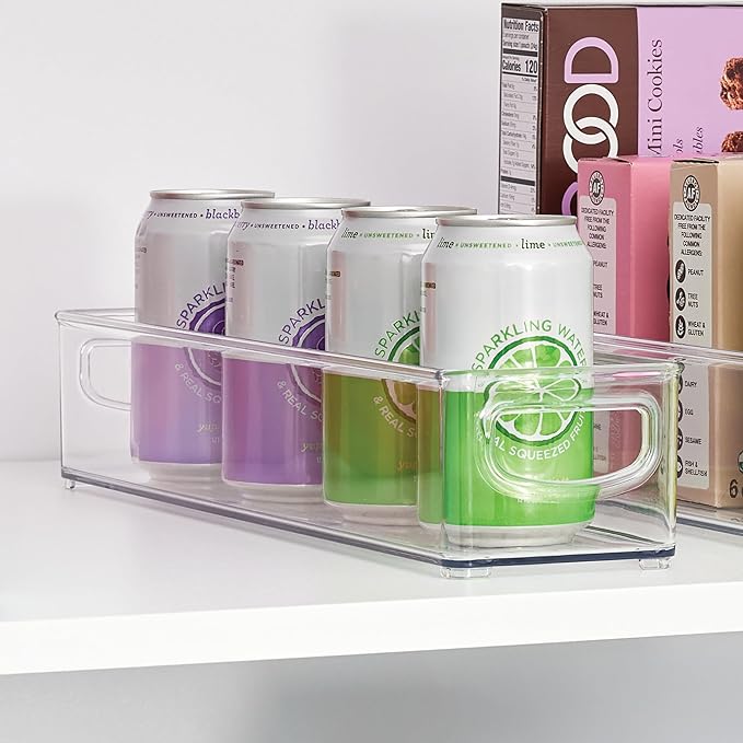iDesign Small Stackable Pantry Bin with Handles - Organizer Bins for Kitchen, Clear, Made in USA