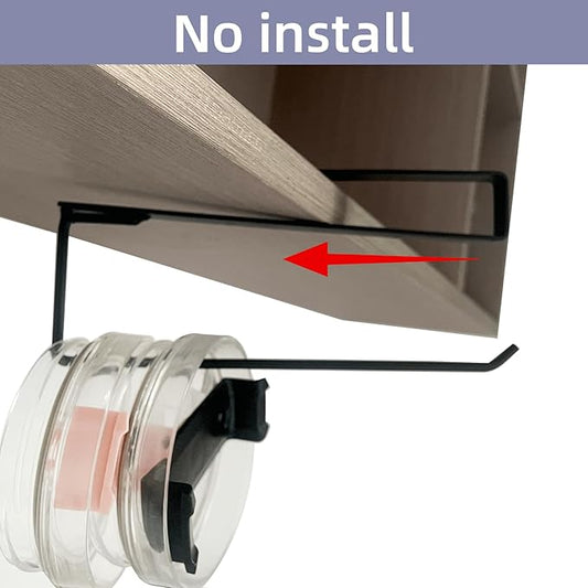 3 Pieces Tumbler Lid Storage Hook, No Install Cup Lid Organizers Inside Cabinet (No Screws, No Adhesive), Clip-On Cup Lid Organizer for Saves Kitchen Space (Black)