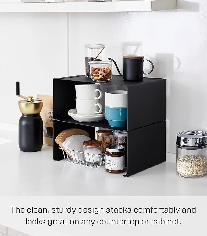 Yamazaki Home Tower Stackable Kitchen Rack – Storage Organizer Counter Shelf Large