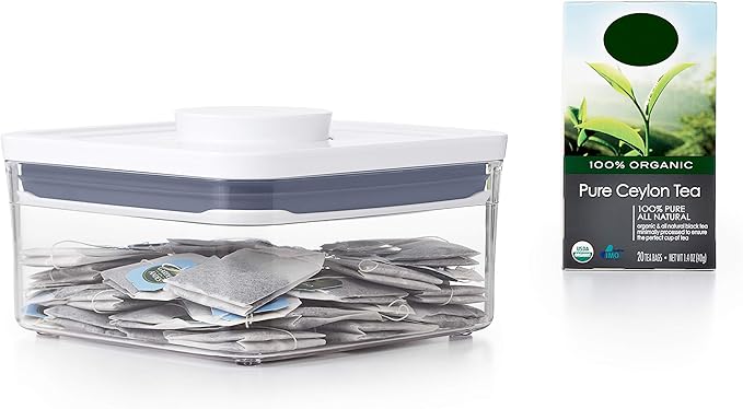 OXO Good Grips POP Container - Airtight Food Storage - Big Square Mini 1.1 Qt Ideal for tea bags, baking supplies, nuts or snacks
