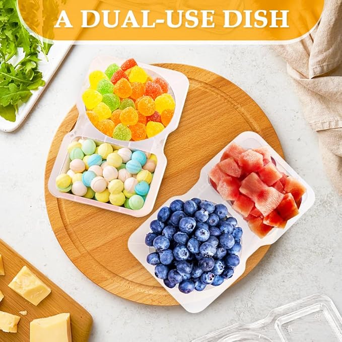10pcs Reusable Snack Containers with Lids, Double Compartment Condiment Containers, Snack Container Dual Section Spice Box for Portion Control and Meal Prep Lunch Containers for School Office Travel