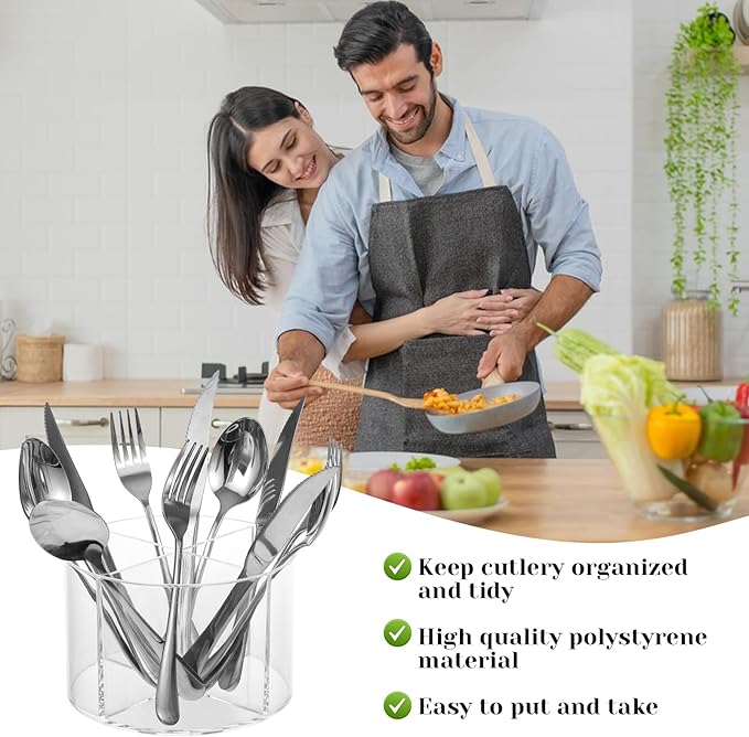 Rainmae Cutlery Storage Organizer, Plastic Cutlery Utensil Holder Silverware Storage Organizer Caddy for Kitchen Countertop Organization - Holds Fork, Knife, Spoon, Silverware Tableware Storage Box