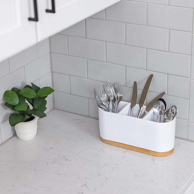 DAILY RITMO® White Countertop Silverware Holder