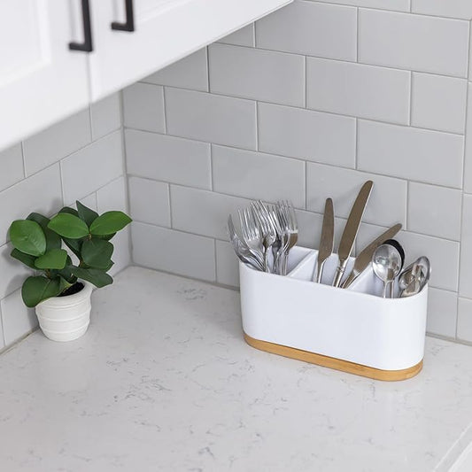 DAILY RITMO® White Countertop Silverware Holder