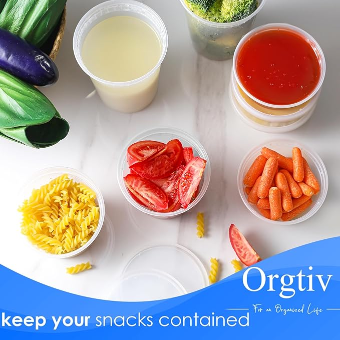 [60 Sets 16oz Deli Containers with Lids,Plastic Storage Containers with Lids,Freezer To Go Containers