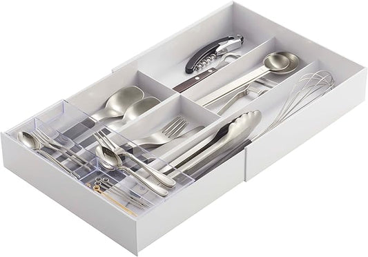 Yamazaki Home Tower Cutlery Drawer Organizer - Kitchen Silverware Utensil Storage Tray - Expandable Ii - Abs Plastic