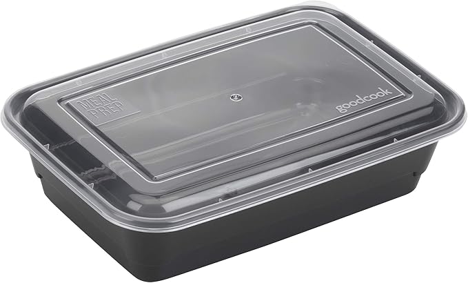 GoodCook Meal Prep Containers, Single Compartment 10-Pack, BPA-Free Reusable Food Storage, Black, Microwave & Freezer Safe, Stackable Meal Prep Containers for Lunches and Snacks