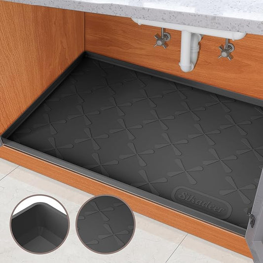 SIKADEER 31" x 19" Under Sink Mat Waterproof, Silicone Mat Kitchen Drawer Shelf and Cabinet Liner, Sink Protector for Kitchen Organizers and Storage, Boot Tray Pet Food Mats