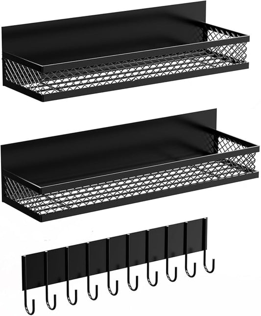 Magnetic Spice Rack for Refrigerator, 3 Pack Magnetic Shelf for Refrigerator, Movable Magnetic Basket is Used for Side Storage in Ovens, Microwaves, or Washing Machines