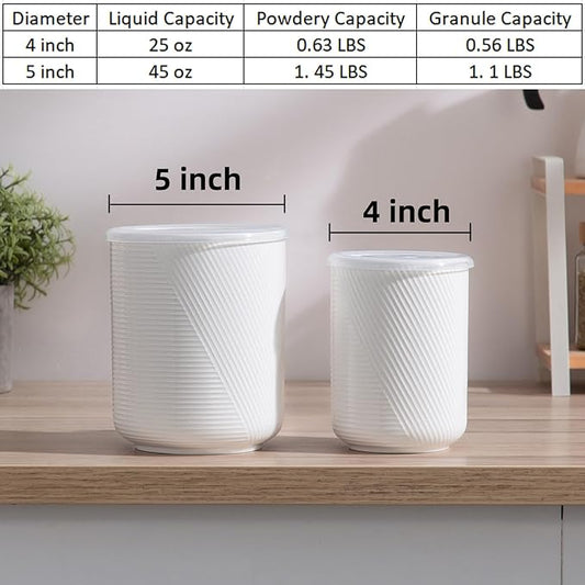 Canister Sets for Kitchen Countertop: Ceramic Food Storage Jar with Airtight Lids - Large Seal Damp-proof Containers for Coffee Tea Flour Sugar Rice Cookies Candy - White (23+42 oz)