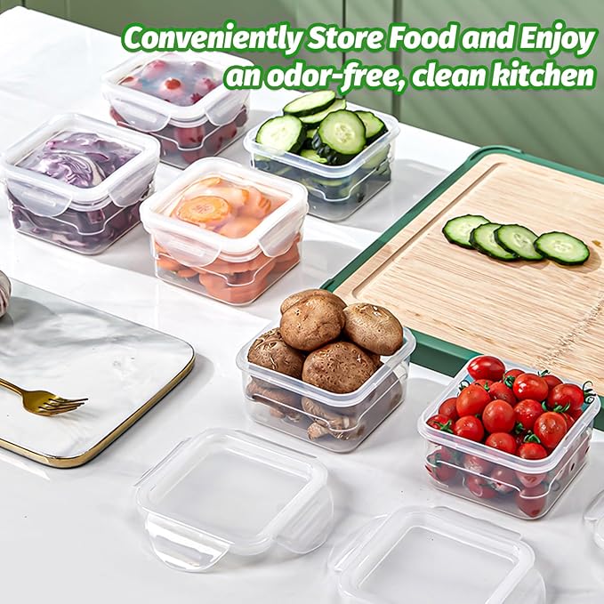 6 Pack Vegetable and Fruit Storage Containers for Fridge, Food Storage Containers with Silicone Lid, Refrigerator Vegetable Crisper Makes Food Stays Fresh Longer, BPA Free & Reusable