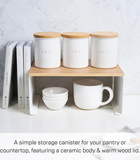 Yamazaki Home Tosca Ceramic Canister – Dry Food Kitchen Storage Container Organizer.,White