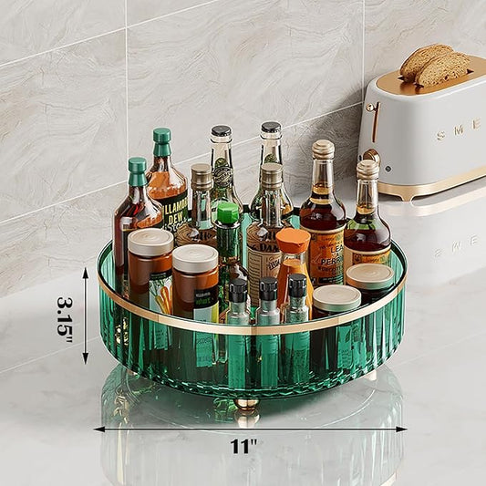 Clear Lazy Susan Pantry Organizers and Storage, 11” Turntable Organizer, 360 Rotating Storage Rack for Kitchen, Pantry, Cabinet, Dining Table, Fridge, Countertop, Vanity, Food Storage
