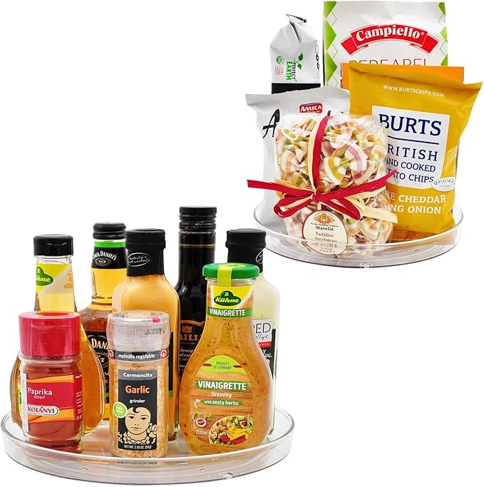 Amolliar Lazy Susan 9" 6 Pack Rotating Turntable Organizer for Cabinet, Kitchen, Fridge, Bathroom, Vanity, Countertop, Pantry Storage, Condiment Spice Rack, Under Sink Organizer