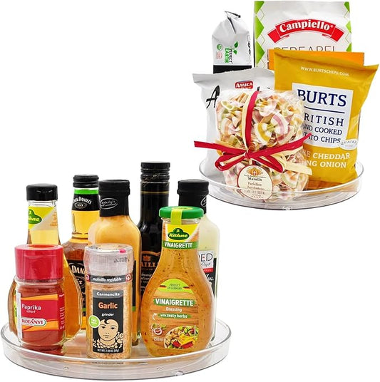 Amolliar Lazy Susan 9" 6 Pack Rotating Turntable Organizer for Cabinet, Kitchen, Fridge, Bathroom, Vanity, Countertop, Pantry Storage, Condiment Spice Rack, Under Sink Organizer