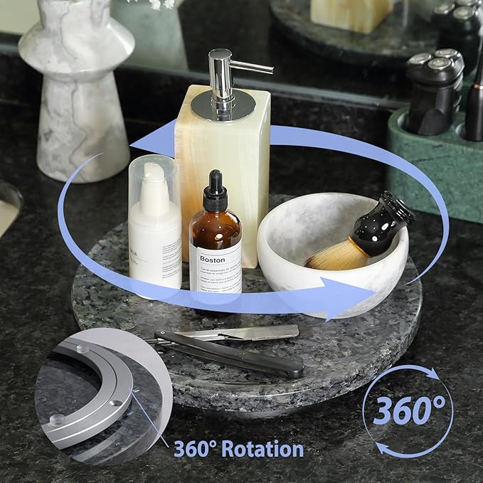 BCS Marble Lazy Susan, 12 in Round Table Top Organizer, Black