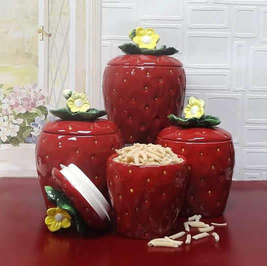 Tuscany Strawberry Shaped, Set of 4 Canisters, 83501 by ACK
