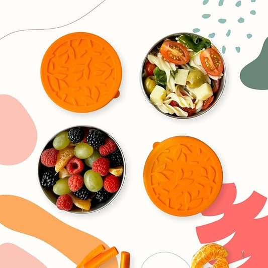 2 X 12 oz Stainless Steel Containers with Lids 12 oz - Leakproof w/Silicone Lids - BPA Free - Dishwasher & Freezer Safe - Portable & Reusable - Stainless Steel Storage Food Snack Containers