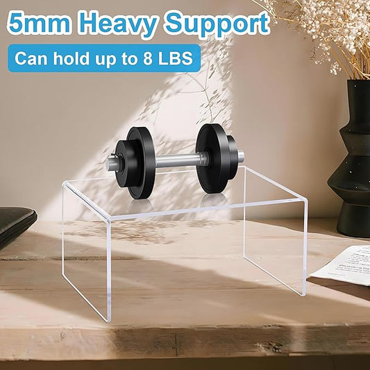 Acrylic Cabinet Organizer Shelf, 2 Pack Spice Rack Pantry Countertop Desk Organizers Display Shelves for Kitchen, Display Pantry Spice Organization for Cabinet, Plate Organizer for Cabinet Space Save