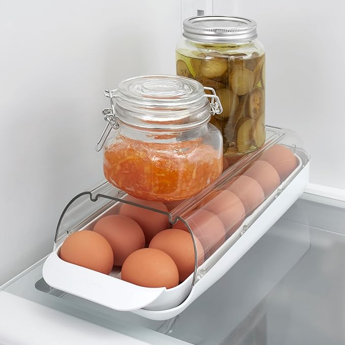 YouCopia FridgeView Rolling Egg Holder, BPA-Free Stackable Eggs Organizer with Removable Tray for Refrigerator Storage
