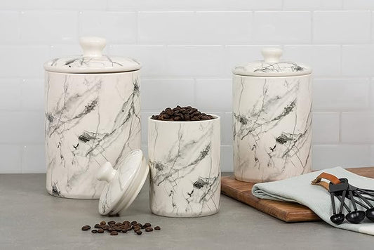 10 Strawberry Street Marble Kitchen Canister, 3 Piece Set