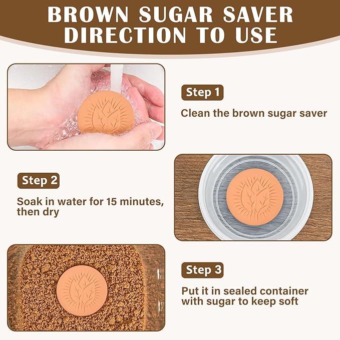 1500ML Brown Sugar Keeper, Glass Storage Containers with Bamboo Lids and Spoon, Airtight Clear Glass Jars Canister for Pasta, Nuts, Coffee Beans(Include 5 Brown Sugar Savers)
