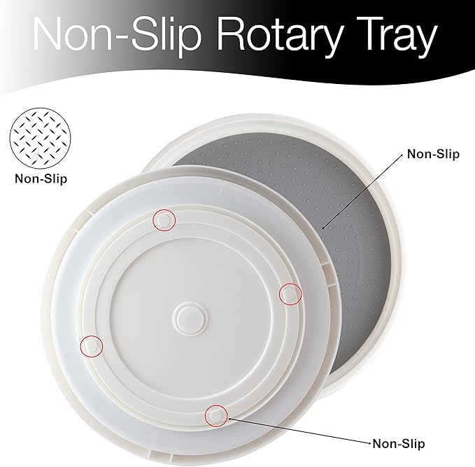 12” Large Lazy Susan Turntable Non- Skid Spinning Organizer for Refrigerators Revolving Space Tidy – (Pack of 5)