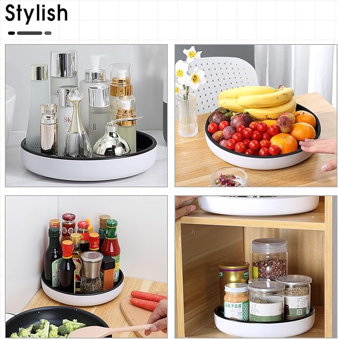 LAMY Lazy Susan Organizer, 10-Inch Lazy Susan Turntable for Cabinet, Refrigerator, Dining Table and Table top - Versatile Organizers and Storage Solution for Kitchen, Pantry, and Bathroom - Black