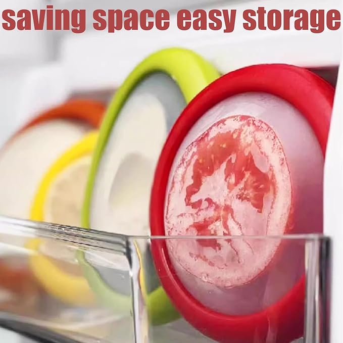 Winb Set of 4 Reusable Fruit and Veggie Savers - Ideal for Avocados, Tomatoes, Apples, Garlic, Onions, and More