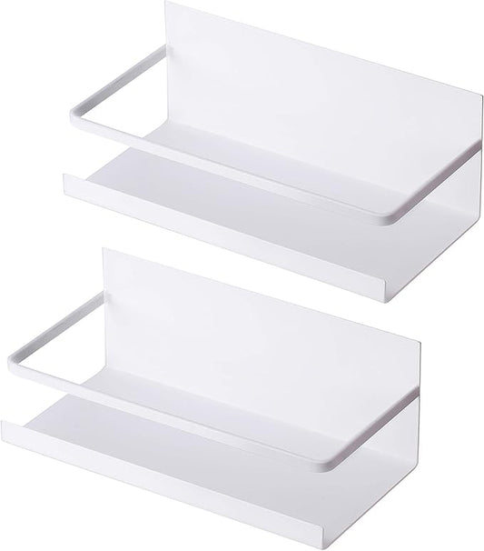 NHZ Magnetic Spice Rack, Magnetic Spice Rack Refrigerator, Magnetic Shelf, Metal Fridge Shelves with Extra Strong Magnets, Magnetic Shelf for Refrigerator, Perfect Space Saving (2 Pack, White)