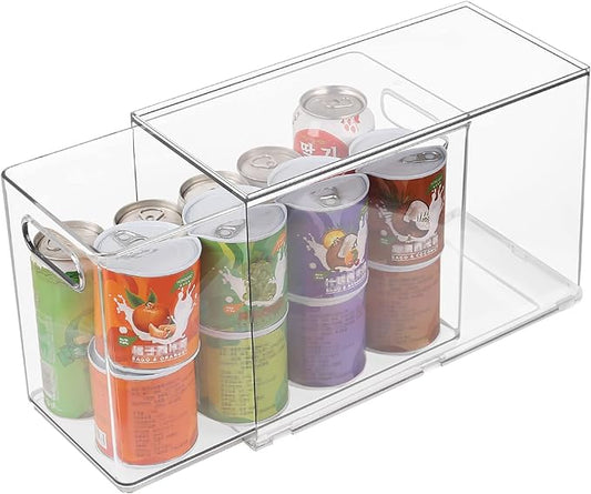 Taiuloo Stackable Refrigerator Organizer Bins with Pull-Out Drawer, Clear BPA-Free Food Storage Containers for Fridge Freezer, Kitchen Pantry Cabinet & Bathroom Vanity Organization, 9.51Quart
