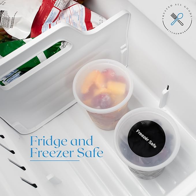 [50 Sets] 32 oz Deli Containers with Lids & Two (2) Label Sheets - Leakproof BPA-Free Plastic, Reuseable & Stackable Deli Containers with Lids 32 oz - Freezer and Dishwasher Safe (50)