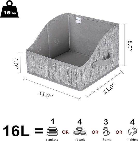 WUIKE Closet Storage Bins, Trapezoid Storage Boxes with Handles, Fabric Storage Baskets for Organizing Clothes, Sheets, Blankets, Decorative Storage Bins (Black, Extra Large)