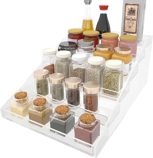 WUIVIUT Spice Rack Organizer For Cabinet, Acrylic Tier Spice Shelf Can Storage Organizer for Kitchen Pantry Countertop