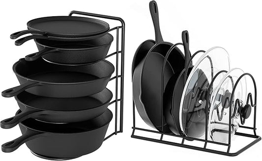 SpaceAid Heavy Duty Pan Organizer Rack for Cabinet, Pot Lid Holder, Kitchen Organization & Storage for Cast Iron Skillet, Bakeware, Cutting Board - No Assembly Required (2 pack)