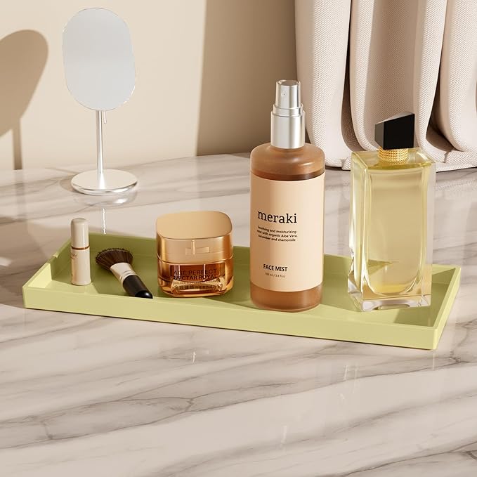 Vanity and Bathroom Tray, 15" ABS Countertop Organizer,Waterproof Vanity Tray for Toilet Tank,Perfume,Soap,Keys,Bathroom Accessories,Kitchen and Bath Trays,Non Slip Small Trays,Gold