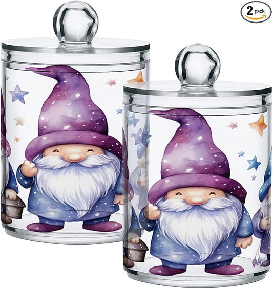 Cute Star Gnomes 2PC Airtight Transparent Plastic Storage Jar, Food Storage Container Glass, Can Store Candy, Salt, Coffee Beans, With lid, Easy To Use