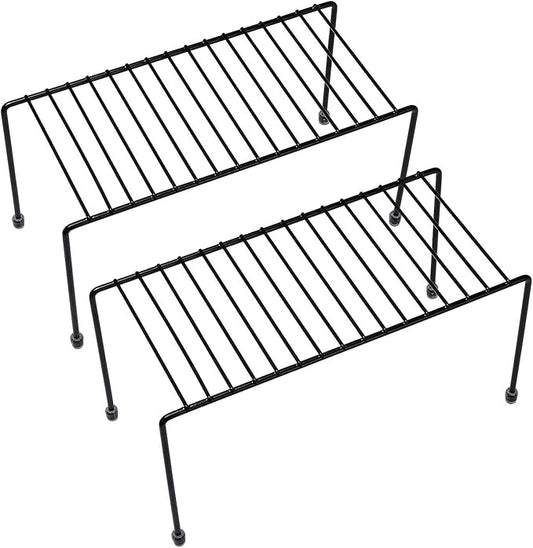 Kitchen Shelves, Cabinet Organization Mini Storage Shelf, Black,Set of 2