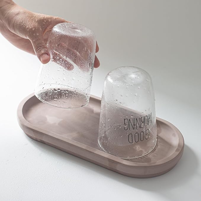 Selegna Diatomaceous Earth Stone Sink Tray - Quick Drying, Reversible Tray for Kitchen & Bathroom Countertop Organizer, Use as Bottle Drying Rack, Sink Caddy, Vanity Organizer, Sponge Holder