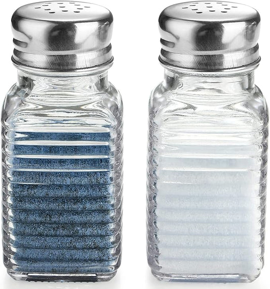 Glass Salt and Pepper Shakers Set,Rectangular Salt Shaker Set