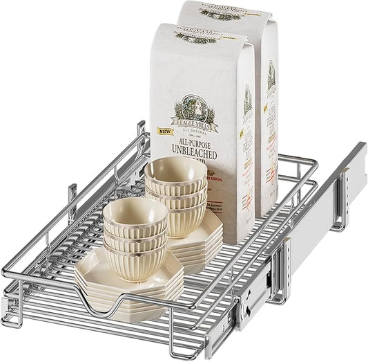 DINDON Pull Out Cabinet Organizer (11" W x 18" D), Pull Out Drawers for Kitchen Cabinets, Slide Out Cabinets Shelves,1 Tier Pull Out Cabinet Drawer Organization for Kitchen