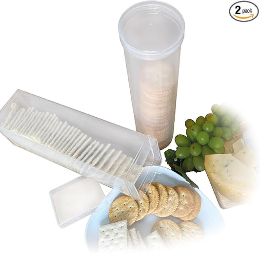 Trenton Gifts Square Airtight Cracker Sleeve Storage Container - Keep Crackers Fresh in Style - Perfect Cookie Holder for Saltine Crackers and More - Ideal Kitchen Pantry Staple Organizer