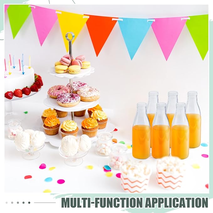 Zubebe 12 Pack Small Glass Milk Bottles Clear Mini Party Bottles with Lids Glass Juice Jars Reusable Small Milk Jars Vintage Breakfast Shake Containers for Baby Shower Birthday Party Favors(33.8 oz)