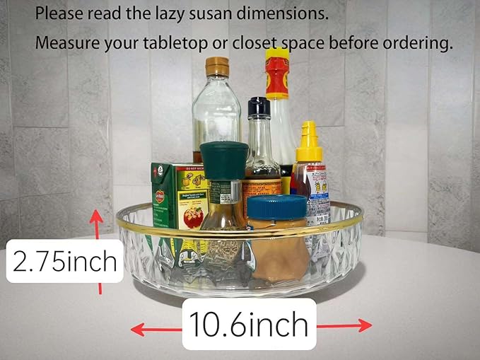 Baimuli Lazy Susan Organizer for Cabinet 2 Pack, 10.6" Clear Lazy Susan Turntable Rotating Organizer, Plastic Organization and Storage Spinning Spice Rack for Kitchen, Bathroom, Pantry, Fridge, Table