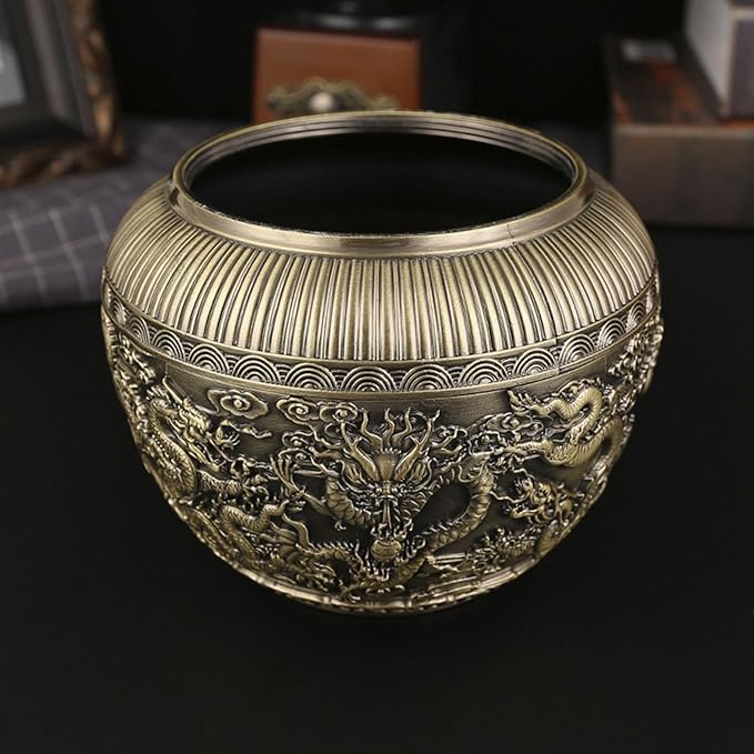 Fockety Tea Canister, Vintage Alloy China Storage, China Dragon Airtight Design Tea Bag Canister, Decorative Loose Tea Storage Container Multipurpose Tea Jar for Kitchen Cabinet