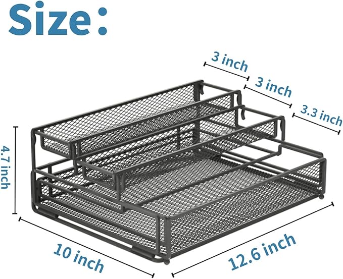 Spice Rack Organizer for Cabinet, Expandable 3 Tier Spice Organizer Shelf for Kitchen, Cabinet, Countertop, Pantry, Space Saving Design, Kitchen Organizers and Storage