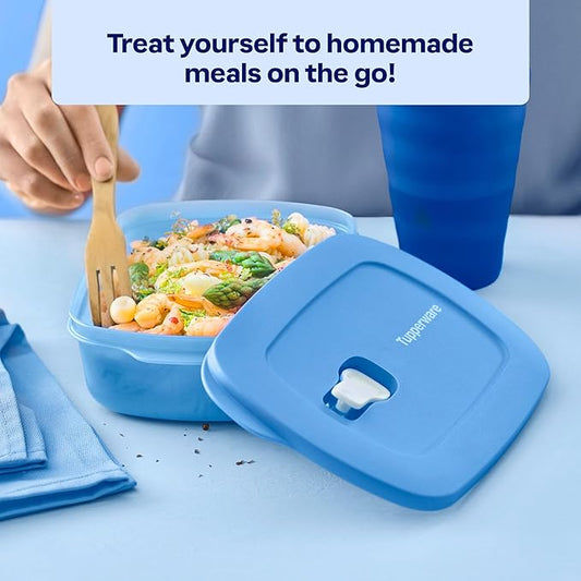 Tupperware Store Serve & Go Rectangular Food Storage Container with Lid Vent, Prep, Fridge and Reheat Meals, Dishwasher and Microwave Safe, BPA Free (4 Cups/1 Liter)
